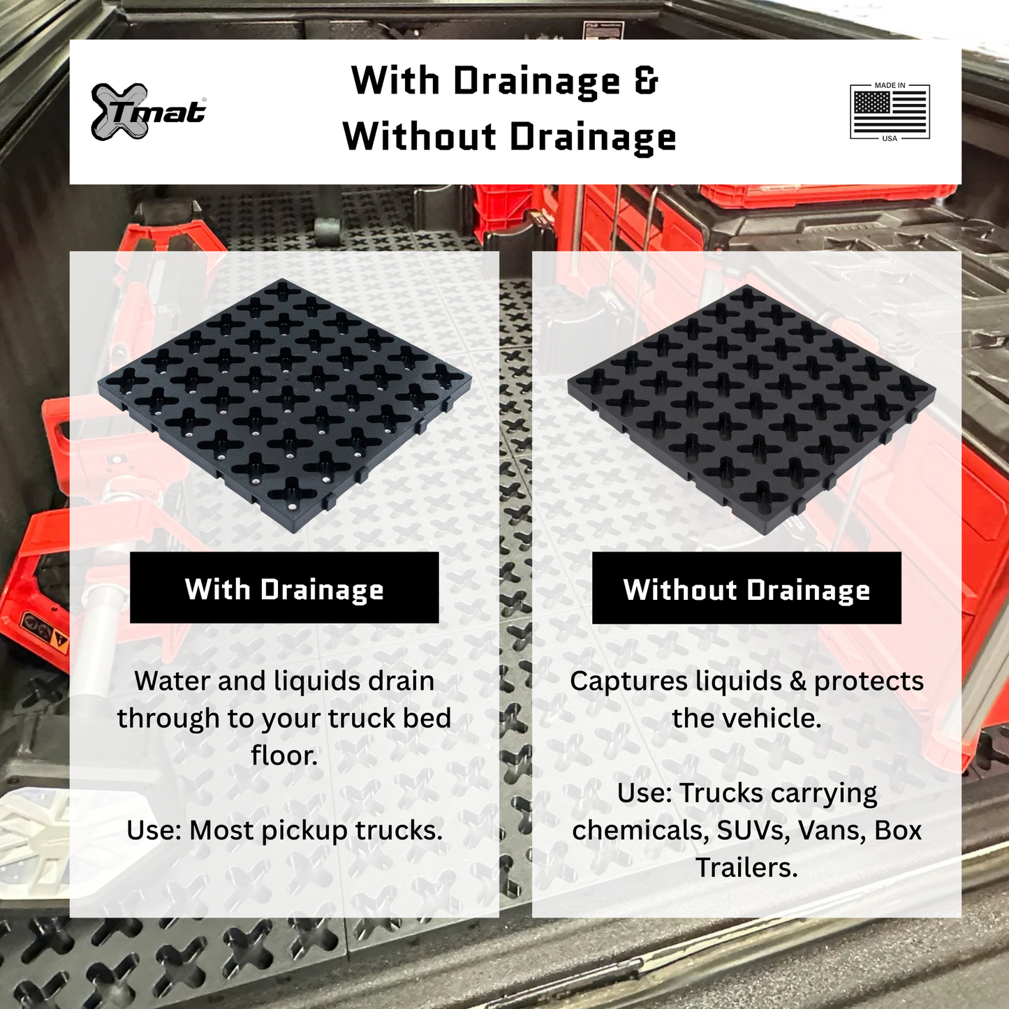 12" x 2" Tmat Interlocking Strips - Four Connectors With Drainage (Set of 2)